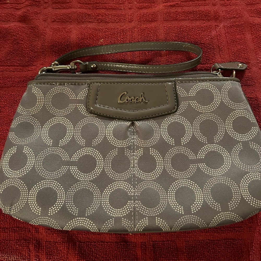 Coach Gray Monogram Wristlet